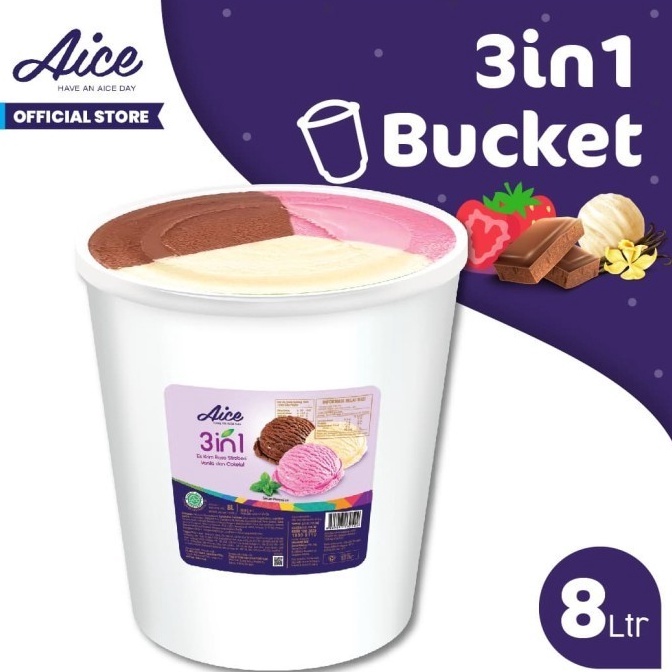 

Belanja Hore AICE Ice Cream Bucket 8 Liter 3 in 1 Coklat Vanilla Strawberry Es Krim Ember