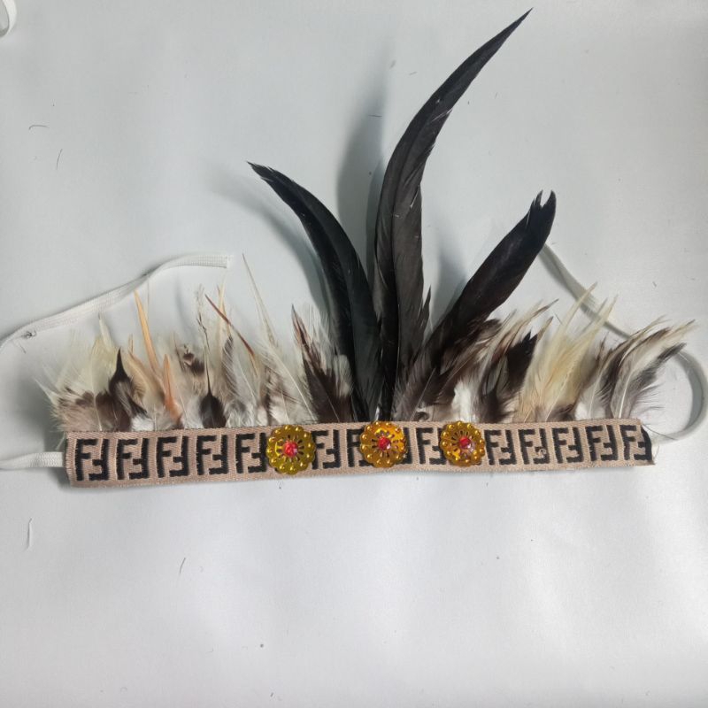 bando bulu,mahkota papua,bando bulu set gelang,bando adat papua,gelang bulu,mahkota bulu, (bulat 3 w