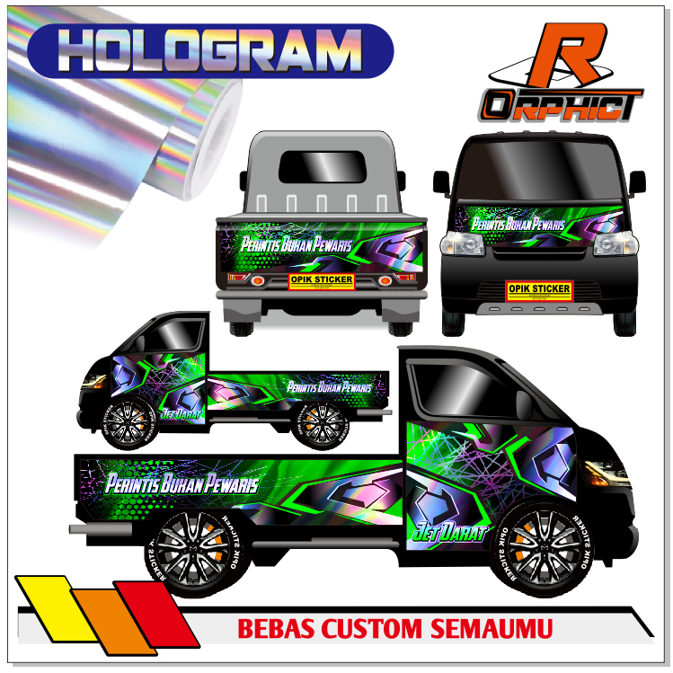 STICKER HOLOGRAM CUSTOM MOBIL PICK UP GRAN MAX , CARRY , L300 / STIKER truk hino /decal pik up