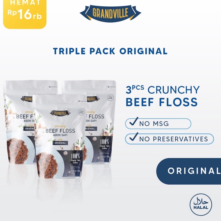 

Murah Banget Grandville Abon SAPI Crunchy Triple Pack Original