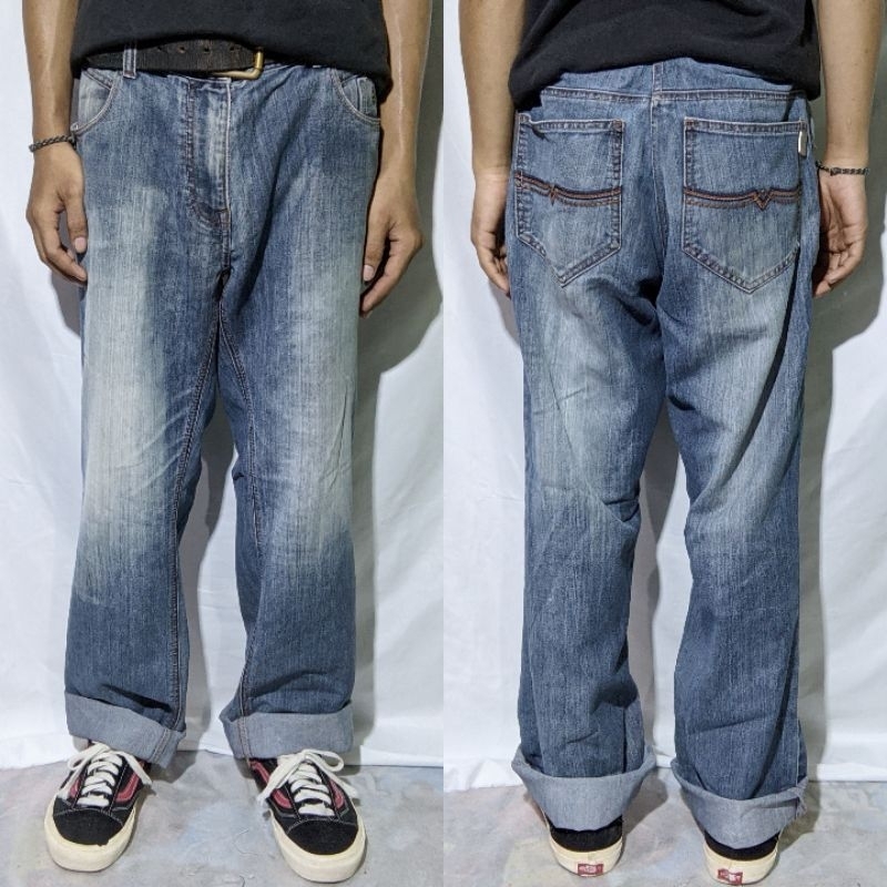 Celana Panjang Longpants Jeans Nix The Ultimatum  Blue Washed Fading Reguler Original Second Prelove