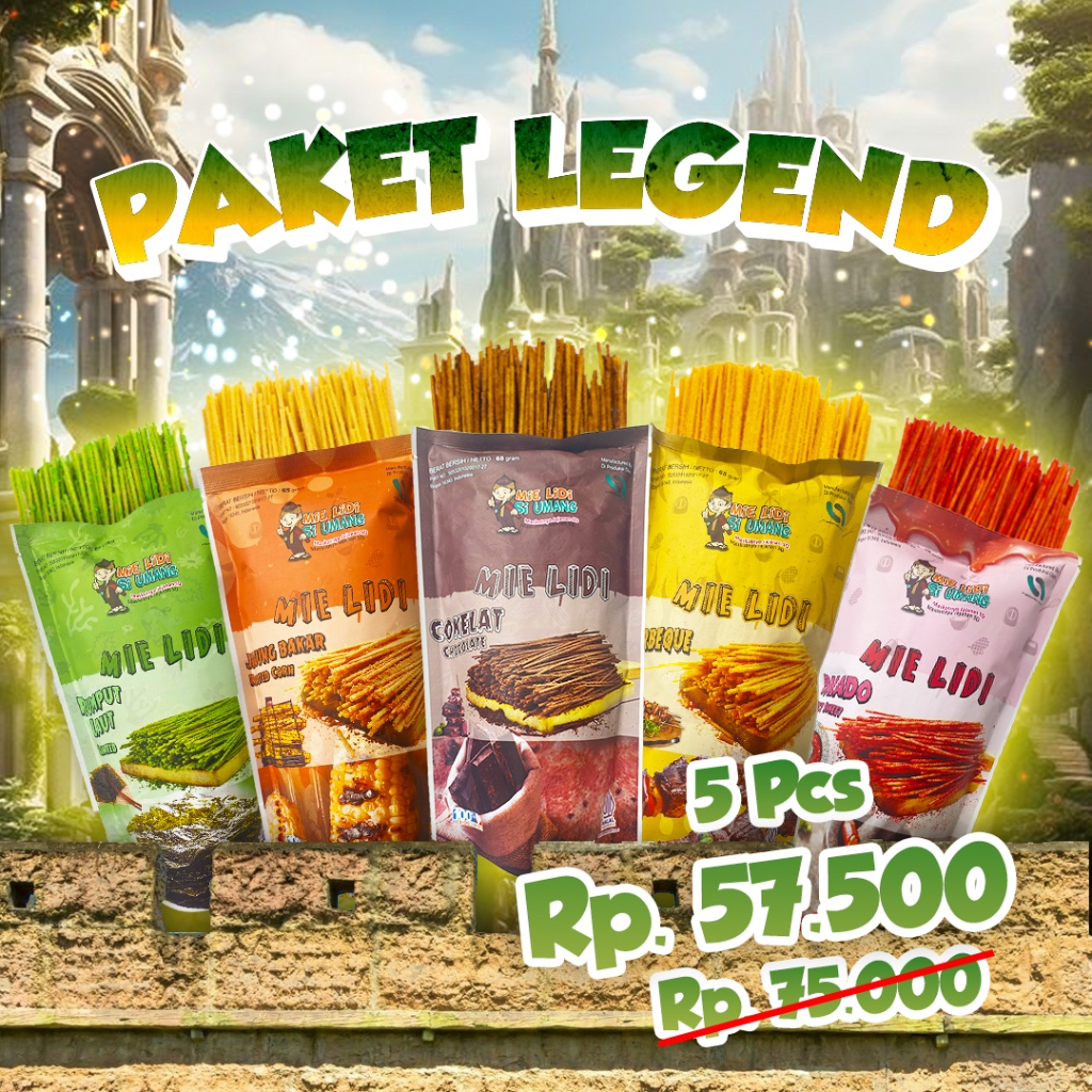 

Si Umang Cemilan Mie Lidi 65G Paket Legend - Bundling 5 Pcs (TIDAK BISA REQUEST VARIAN RASA)