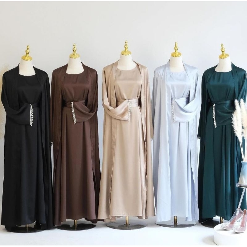 abaya shanov one set (outer+inner+pasmina+belt)