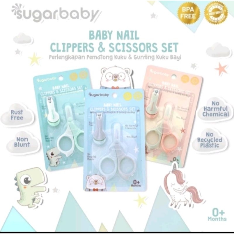 Sugarbaby Baby Nail Clippers & Scissors Set (Perlengkapan Pemotong Kuku & Gunting Kuku Bayi)