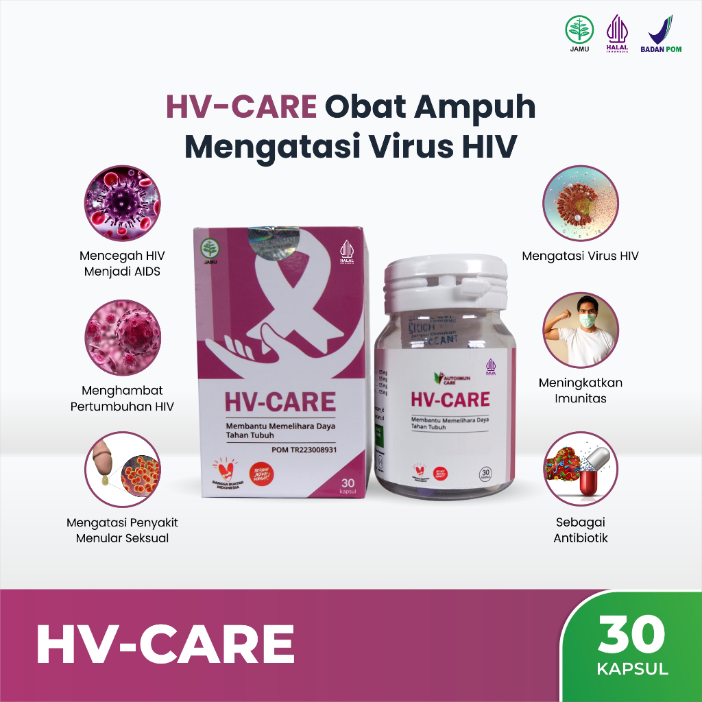Obat HIV AIDS Ampuh Sembuh Total Herbal ARV BPOM Halal HV-Care Autoimuncare Original