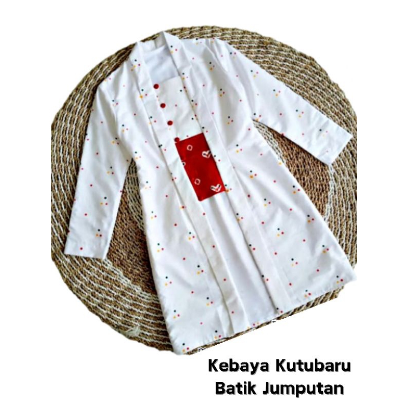 Blus Kutubaru Lapis Trikot Batik Jumputan Merah Putih