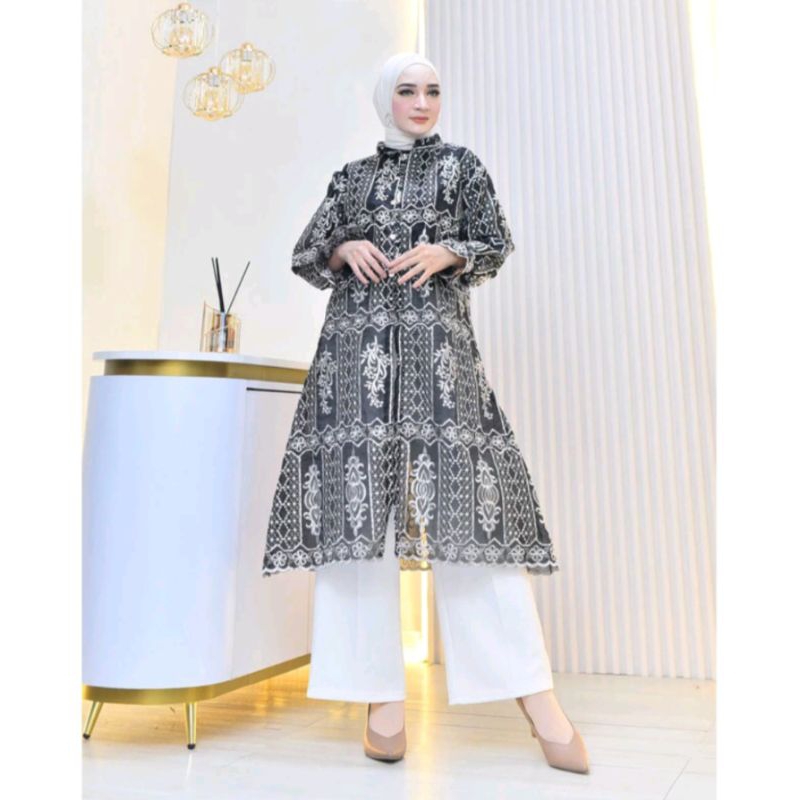 Long Outher Brukat Tile Cantik Mewah / Cardingan Wanita / Kebaya Kondangan Cantik