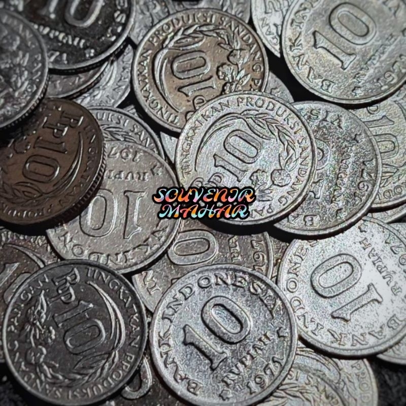 (SUDAH DIBERSIHKAN) Mahar nikah uang kuno koin 10 rupiah tahun 1971 mahar nikah rp 2021 21 rupiah