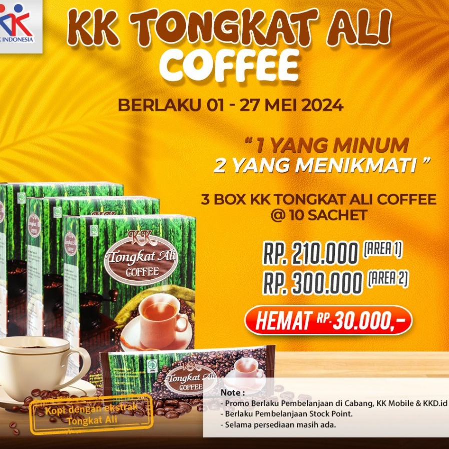 

2 KK Kopi Tongkat Ali Free 1 KK Kopi Tongkat Ali (2 Pack × 10 Sachets) Ginseng Jinten Hitam Tongkat Ali Bubuk KK Coffee Tambah Gairah & Kesuburan