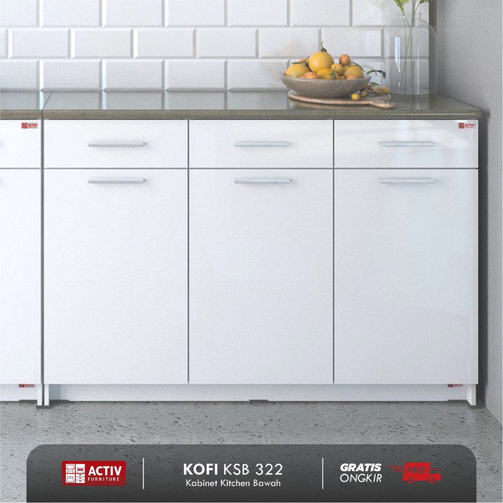 Activ Kitchen Set 3 Pintu Minimalis / Rak Bawah / Lemari Dapur / KOFI KSB 322