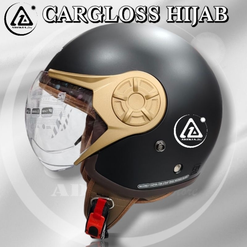 HELM CARGLOSS YRH HIJAB BLACK DOFF GOLD | HELM HIJAB | HELM RETRO