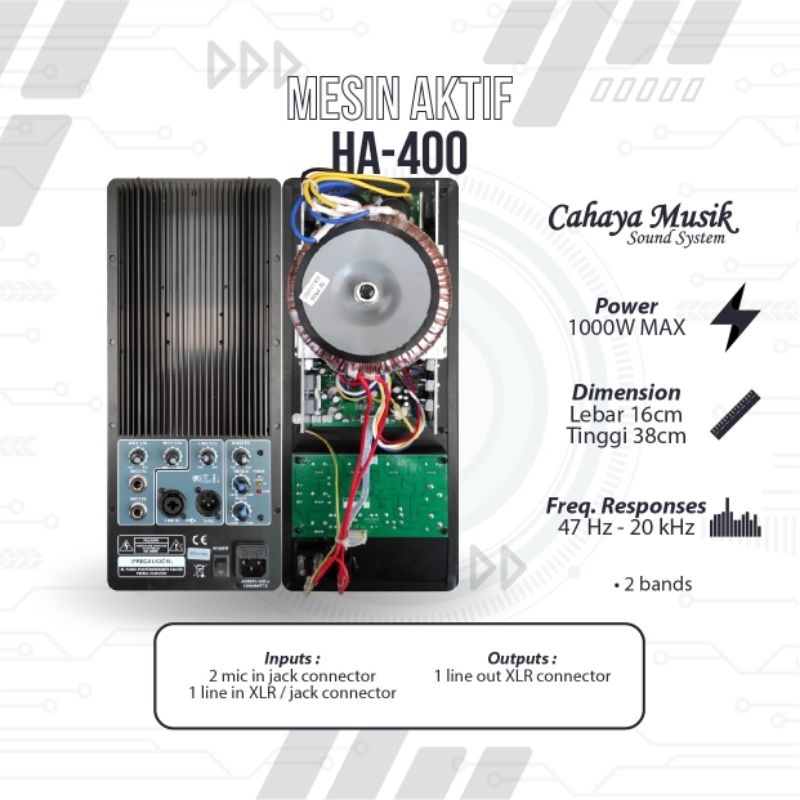 CahayaMusik mesin speaker aktif / power kit Aktif ori import Model Huper HA 400 High Quality
