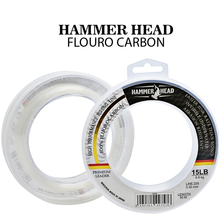 Hammerhead Fluorocarbon 50m Senar Leader 100% Fluorocarbon Japan Material