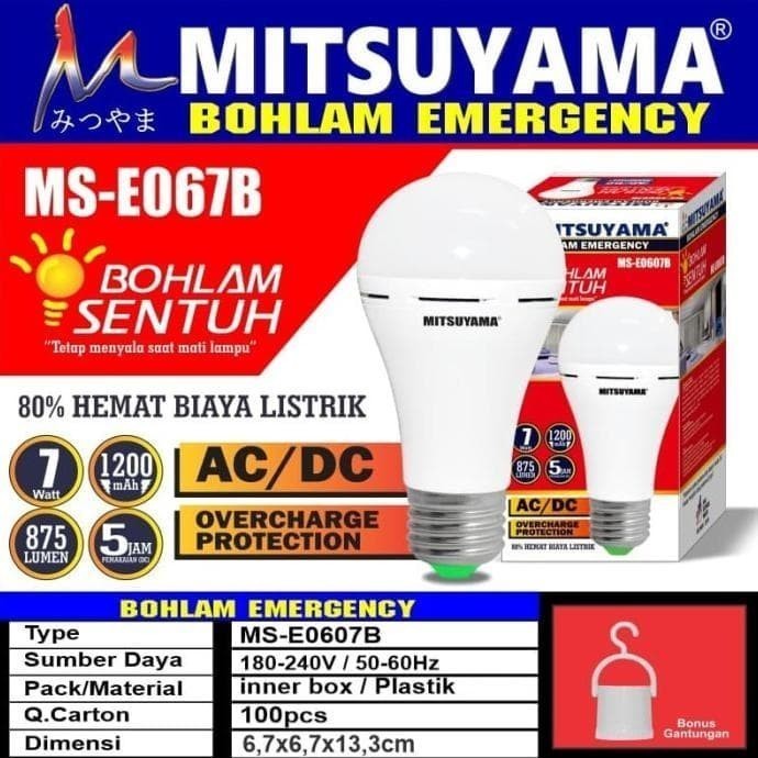 Bohlam Lampu LED Emergency 7W Ajaib Sentuh Mitsuyama MS-E0607B
