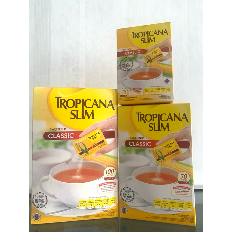 

Tropicana Slim Sweetener Classic isi 25, 50, 100 sachet