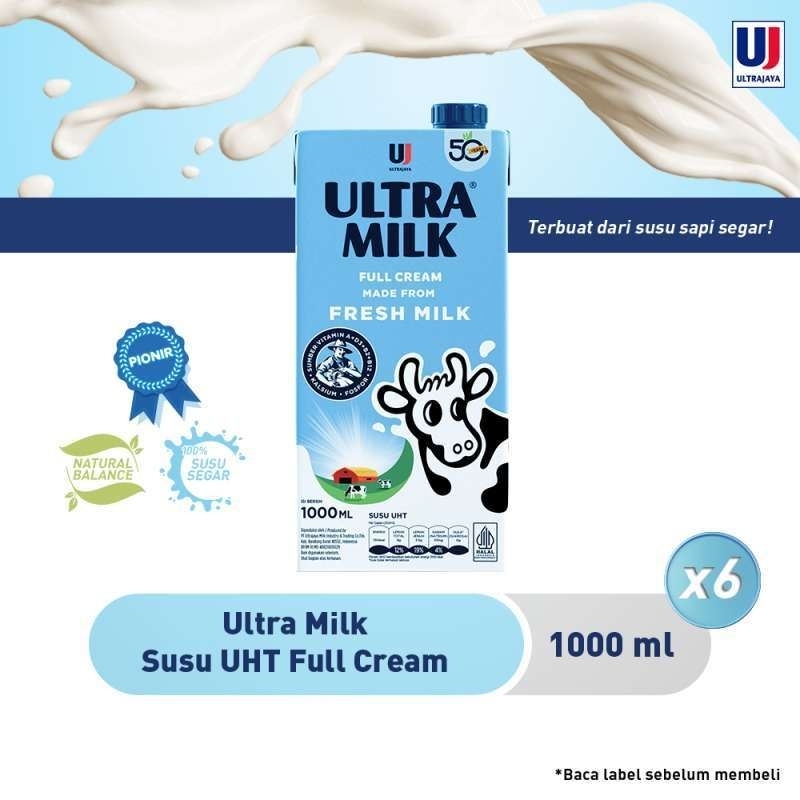 

ULTRA MILK SUSU UHT FULL CREAM 1 LITER [ PAKET ISI 6 PCS]
