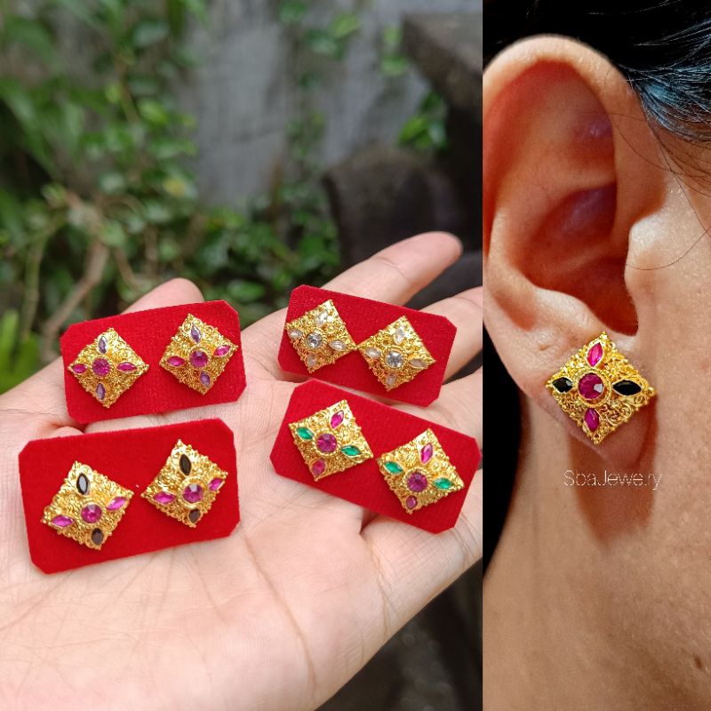 giwang bali bahan tembaga lapis emas