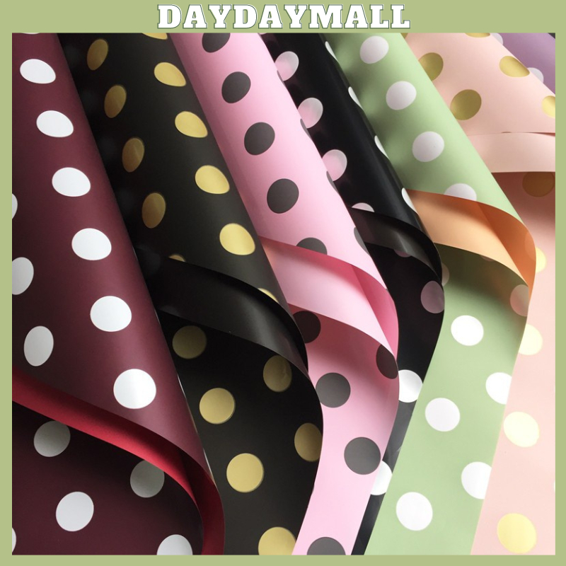 

20 LEMBAR Flower Wrapping Polkadot Cellophane Kertas Buket Bunga KB11