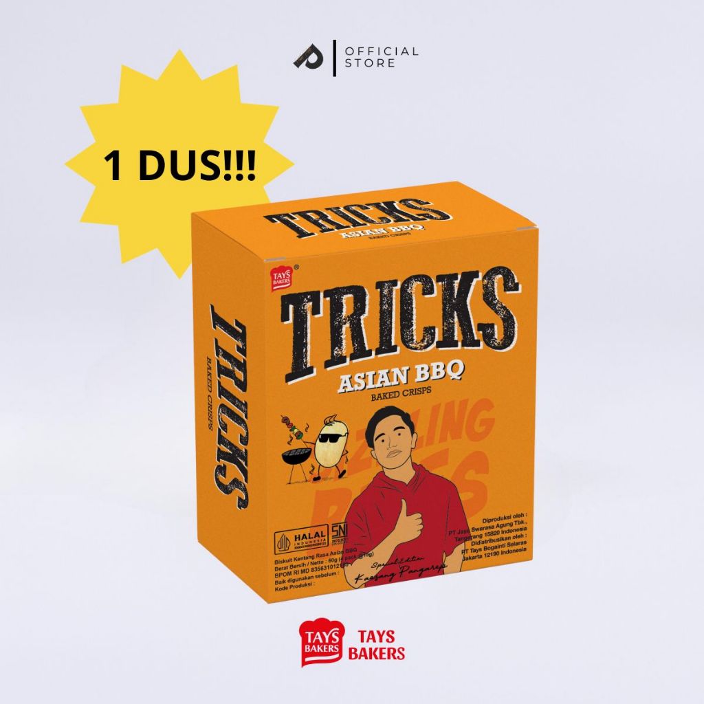 

TRICKS POTATO SNACK CAMILAN BISKUIT KENTANG RASA BBQ 12gr 1 DUS ISI 24 BOX - GROSIR