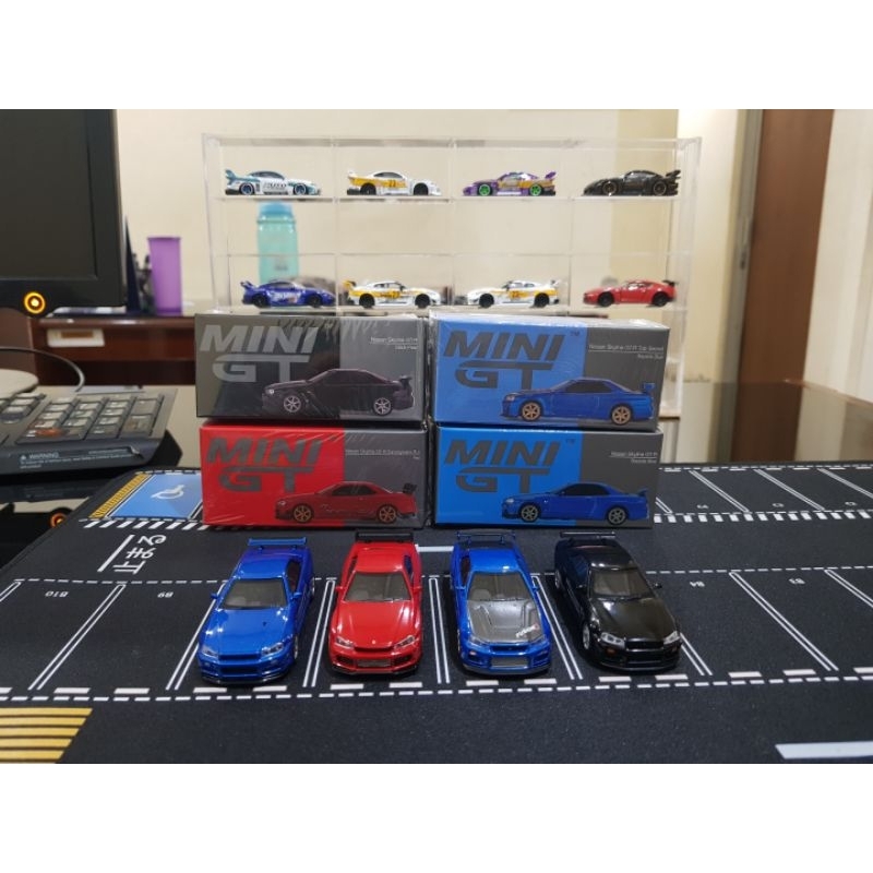 MINI GT NISSAN GT-R R34 BIRU DAN MERAH