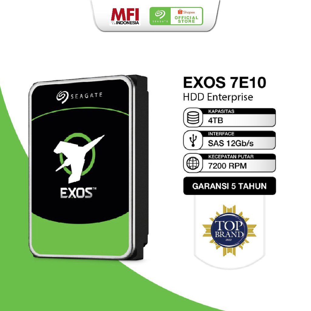 Seagate EXOS 7E10 HDD / Hardisk Enterprise 4TB SAS 7200RPM