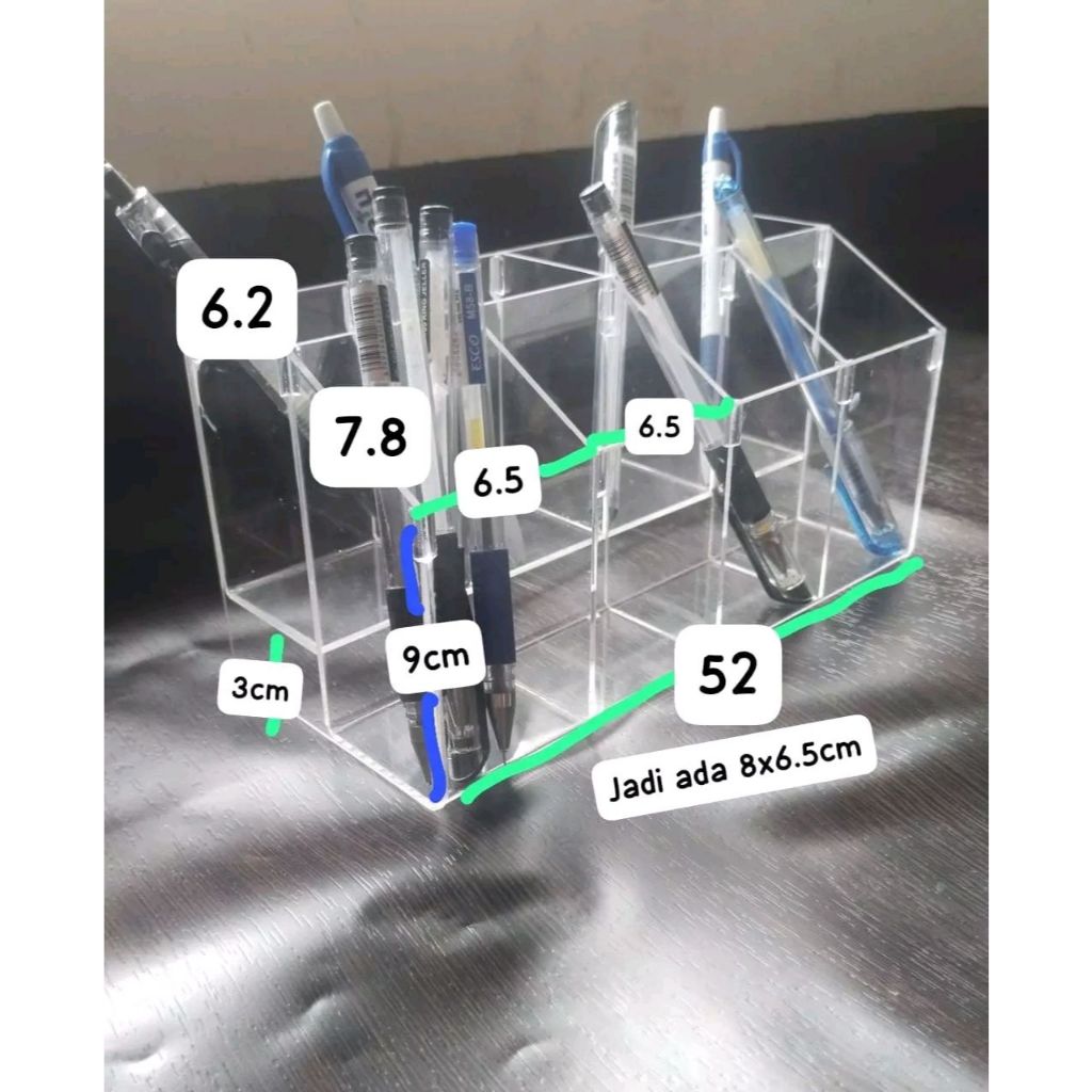 

Akrilik Tempat Pulpen Custom PxLxT 52x16x9cm