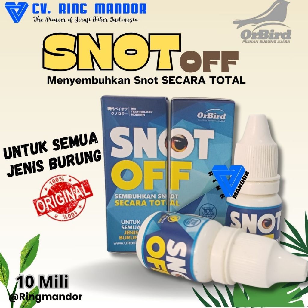 SNOT OFF ORBIRD OBAT BURUNG SAKIT MATA KATARAK BERLENDIR MATA BENGKAK UNTUK LOVEBIRD KENARI BURUNG B
