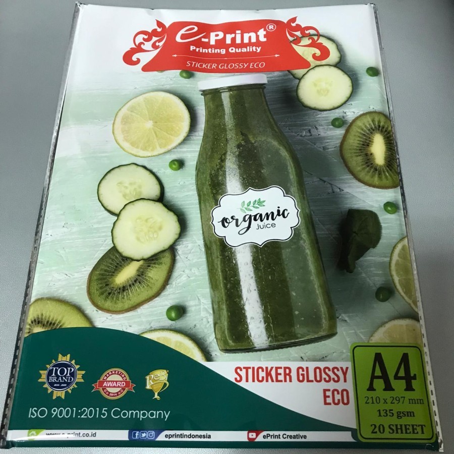 

Ay00! Sticker Glossy Eco e-Print A4 135Gsm 20Sheet Kertas Stiker Mengkilap Ekonomis