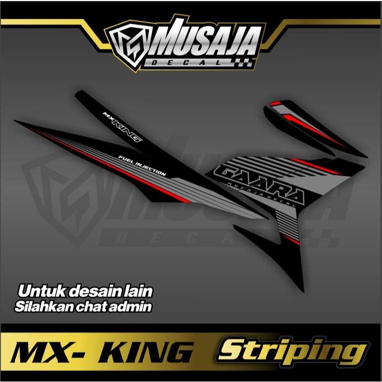 Stiker Striping mx king 150 hitam merah transparan uv superglossy non full body
