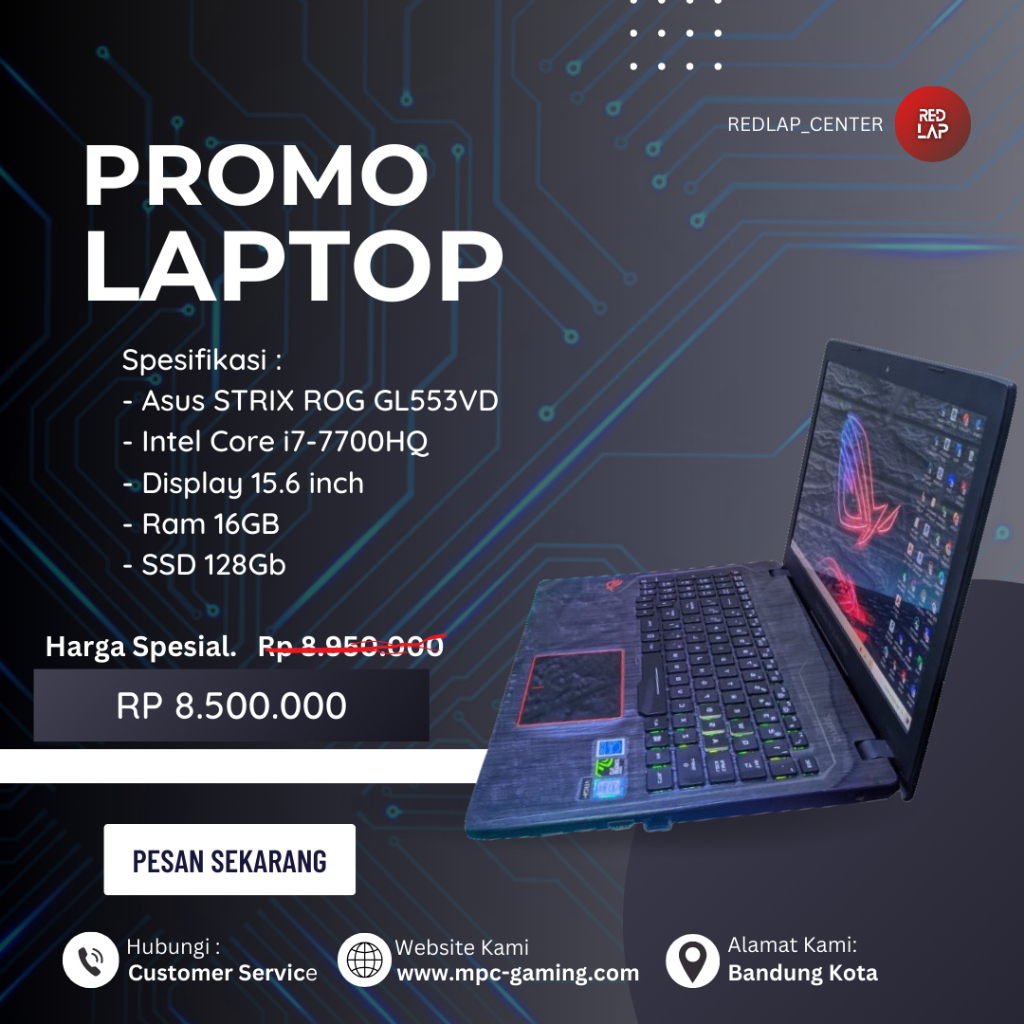 Laptop Asus STRIX ROG Gaming GL553VD  Intel Core i7-7700HQ HDD 128GB m29