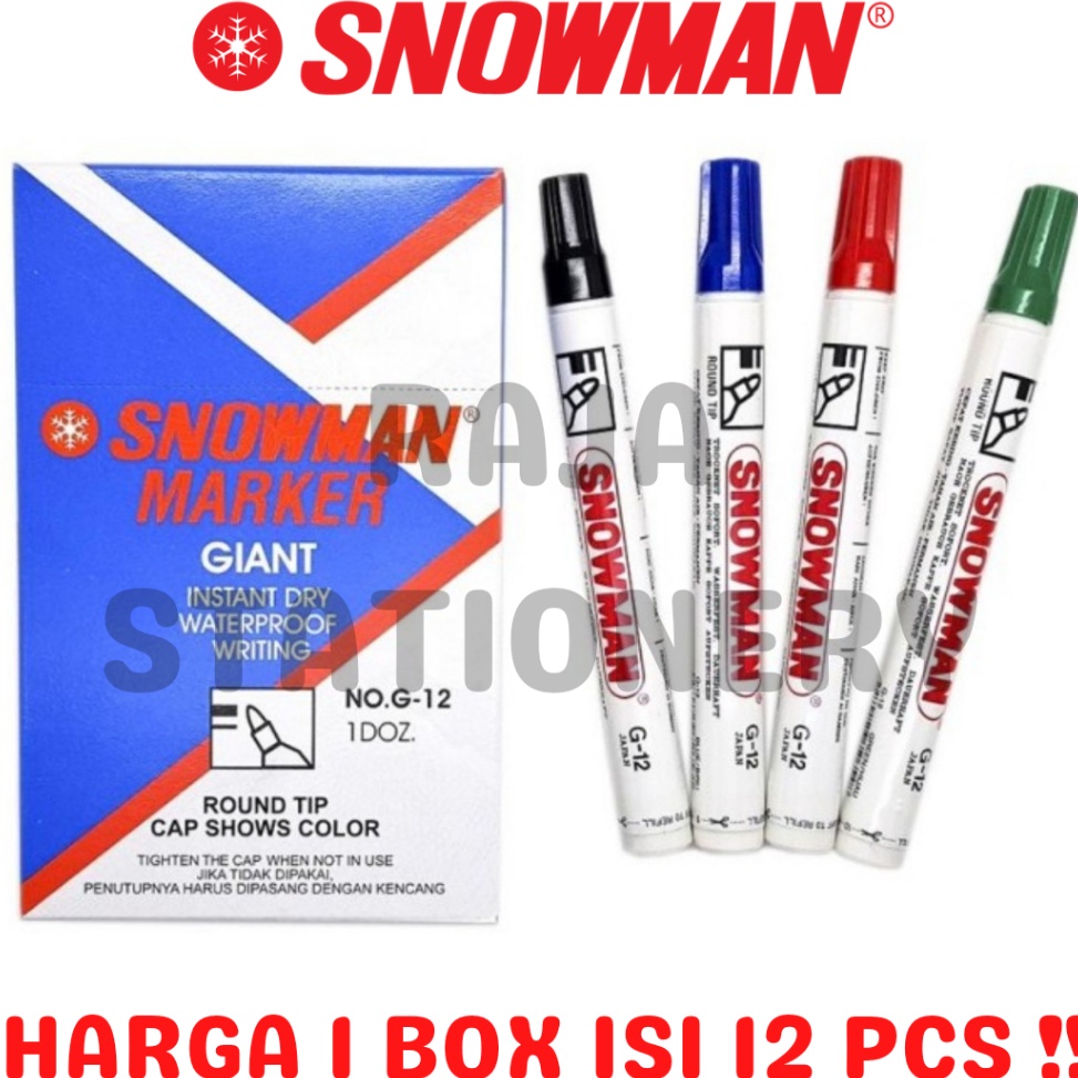 

KODE Q7M6 SNOWMAN PERMANENT MARKER G12 BLACK BLUE RED SPIDOL PERMANEN AG12 HITAM BIRU MERAH 12PCS
