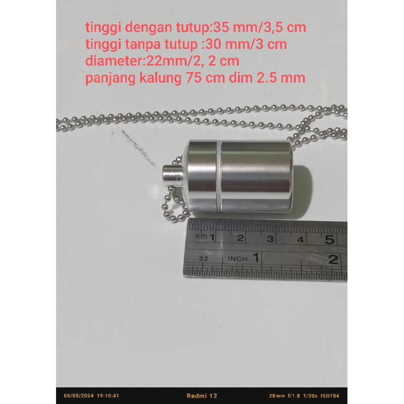 [COD ] Liontin tabung minyak aluminium buka tutup