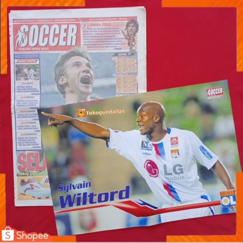 Tabloid sepak Bola Soccer tahun 2005/Artikel inter Milan/poster bola sylvain wiltord /Madrid Vs Barc