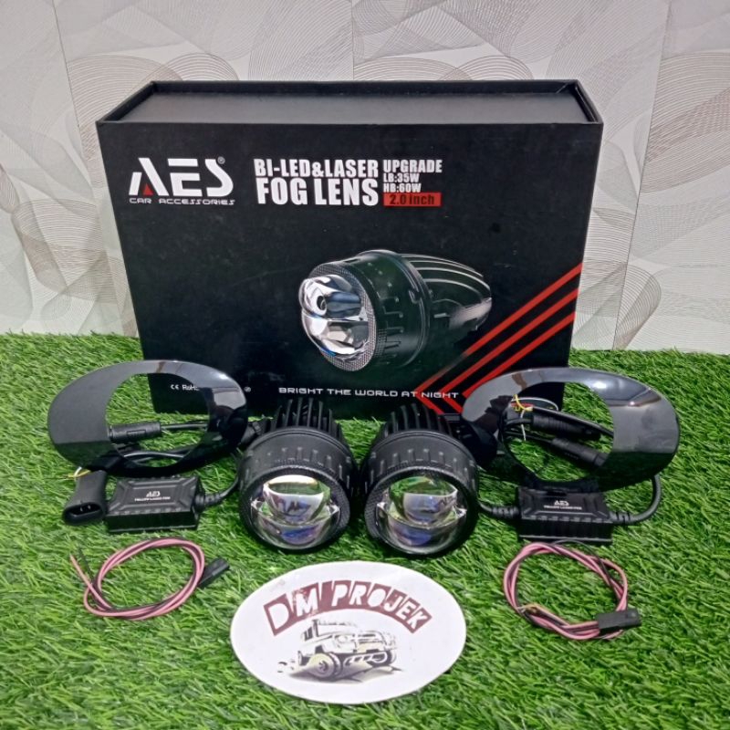 FOGLAMP AES ORIGINAL 2 INCH SINGLE LASER BRACKET TOYOTA SINAR PUTIH - PUTIH LAMPU MOBIL