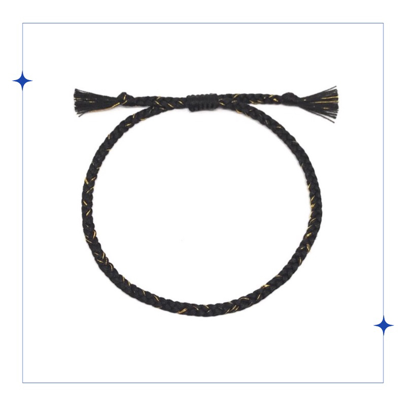 Gelang Tali Moonrise Polos Hitam Emas R1GBP
