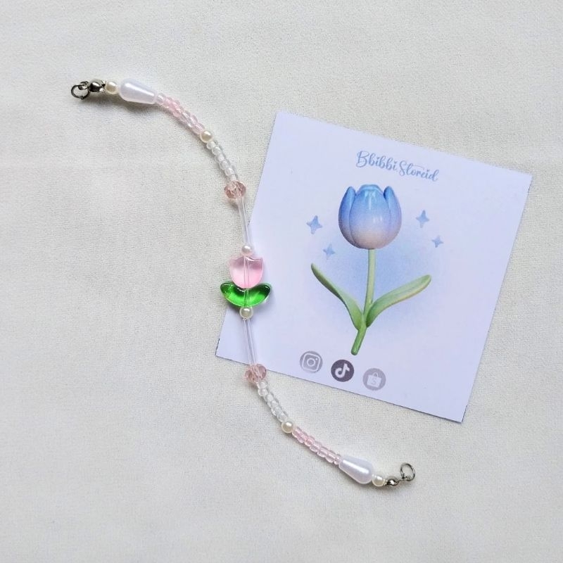 Gelang Manik Tulip Pink | Gelang Tulip | Gelang Manik | Gelang Pink | Gelang Aesthetic