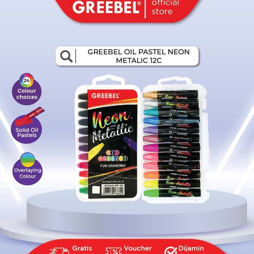 

Serba Istimewa Crayon Greebel Neon Metalic 12 Warna Non Toxic
