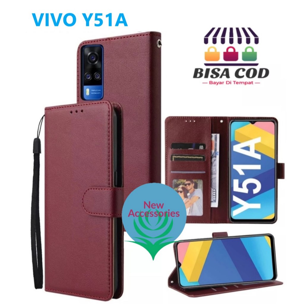 FLIP COVER VIVO Y51A LEATHER CASE FLIP CASE SARUNG DOMPET PREMIUM