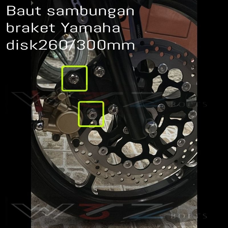 Set baut peobolt stainless/titanium sambungan braket kaliper disk 260mm 300mm Yamaha mxking Jupiter 