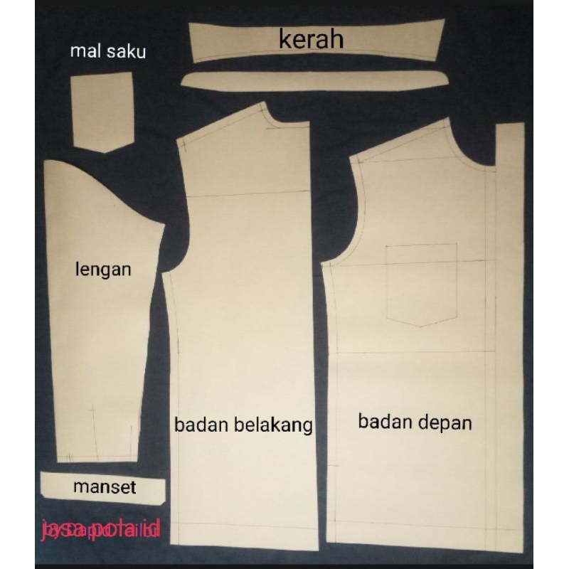 pola kemeja pria tangan panjang/pola baju pria