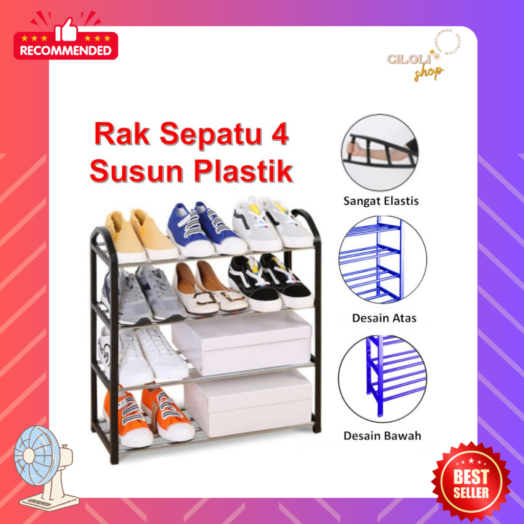 Rak Sepatu Plastik 4 Susun / Rak Sepatu Serbaguna / Rak Sepatu Plastik / Rak Sepatu Sendal