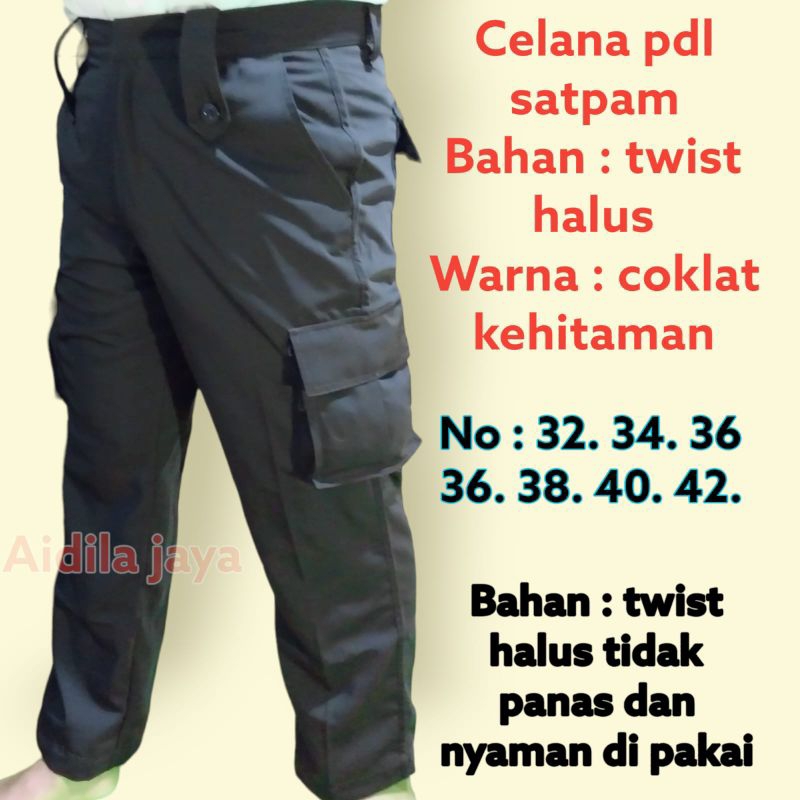 CELANA PDL SATPAM COKLAT GELAP bahan twist HALUS