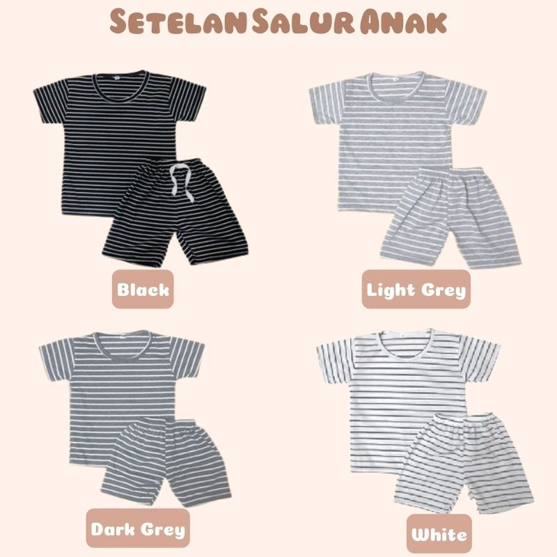 	 BABYNKIDS - Setelan anak Laki-laki / setelan anak unisex / setelan salur anak / baju anak usia 1-5 tahun / set baju lengan pendek	