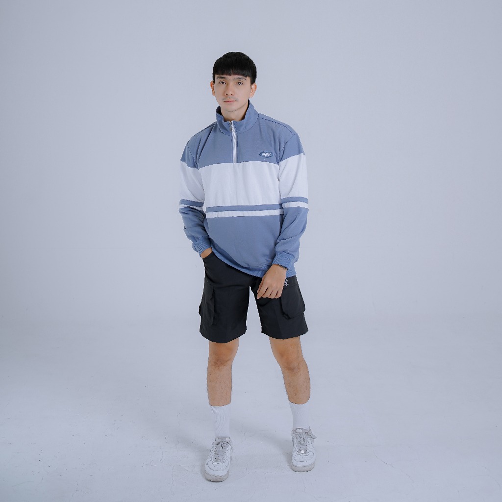 HALFZIP SWEATSHIRT-Jaket SweatShirt  Rugby Half Zip  Jaket Pria Wanita