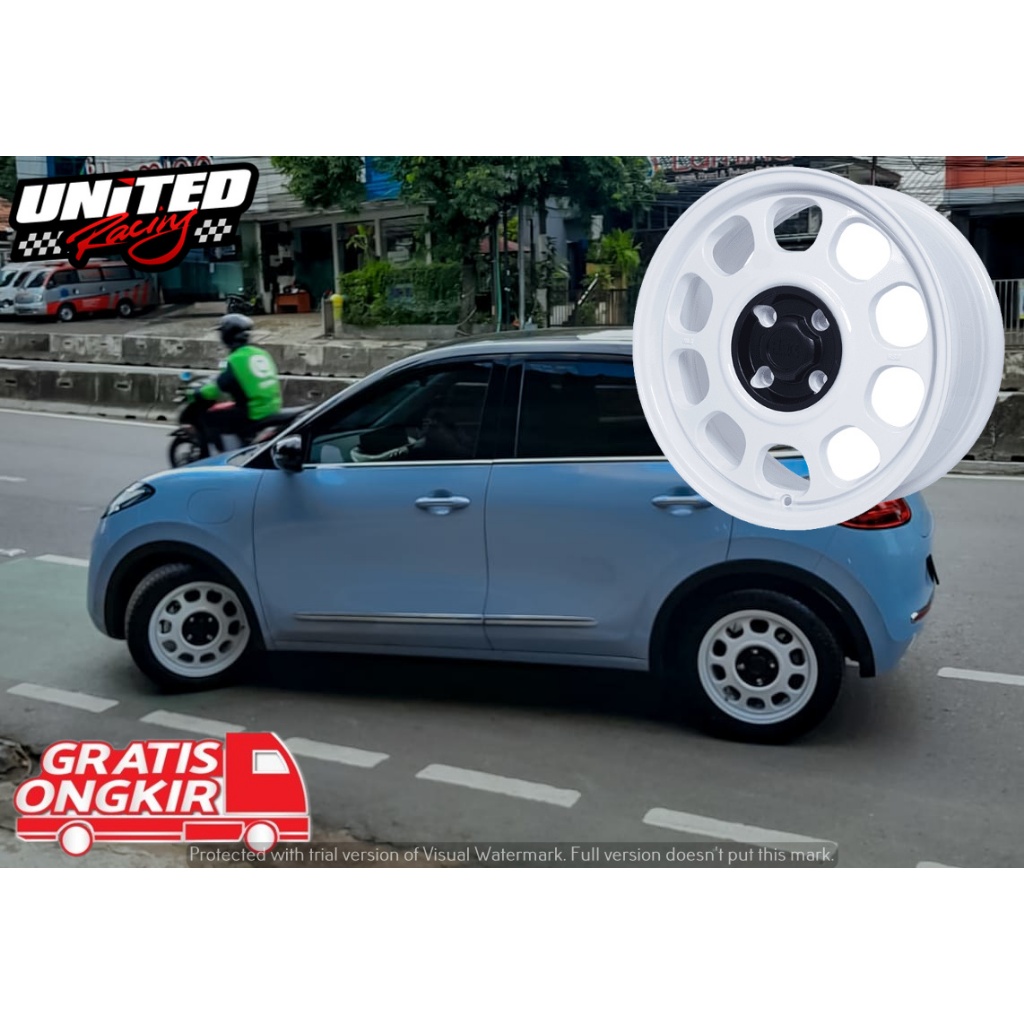 VELG + BAN RING 17 UNTUK MOBIL WULING BINGUO EV R17 PELAK HSR KLG5 WHITE RETRO PUTIH