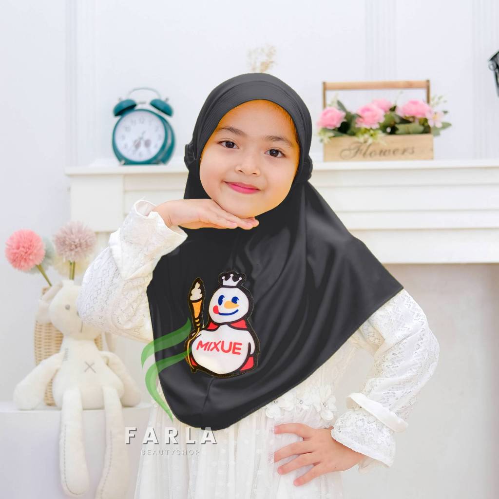 JILBAB MIXUE ANAK PEREMPUAN MURAH JERSEY VARIASI TALI KARET BELAKANG INSTAN SIMPEL ANTI RIBET