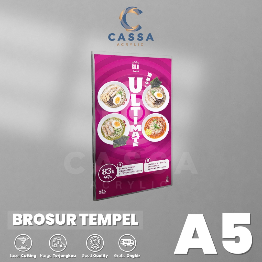 

Tempat Brosur Tempel A5 / Sign Holder Acrylic / Akrilik Dinding