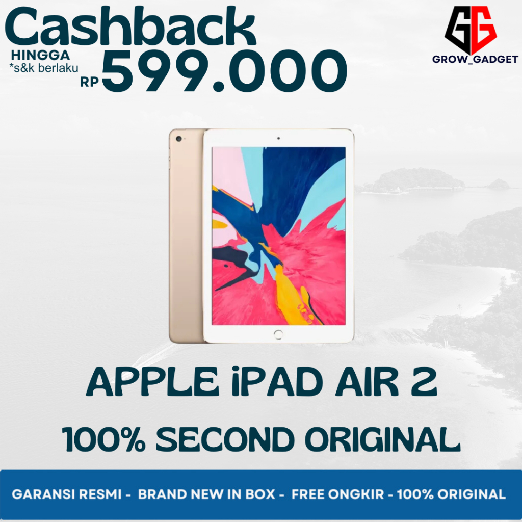 APPLE iPAD AIR 2 16GB 32GB 64GB 128GB WIFI & CELLULAR SECOND ORIGINAL