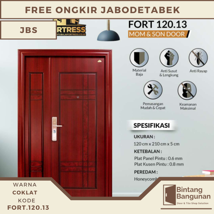 Pintu Kamar | Pintu Rumah Baja JBS FORTRESS 120.13 - 120x210