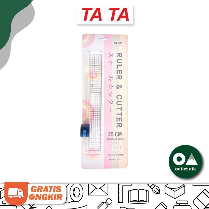 

TA TA Ruler & Cutter 25cm / Penggaris Potong Kertas Cutter Portable